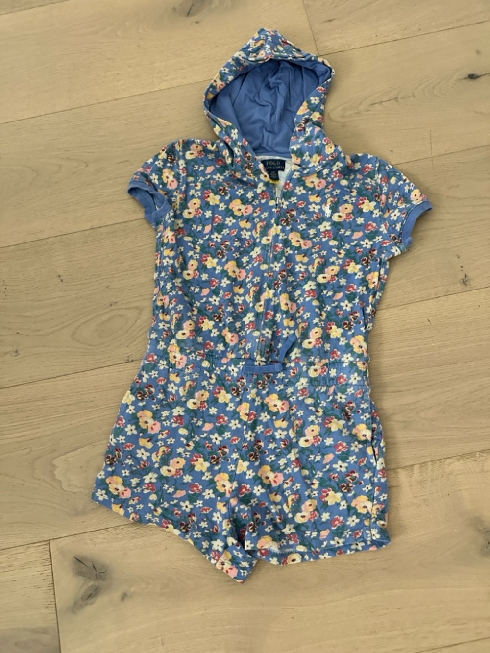 Polo by Ralph Lauren Blue Floral Hooded Romper